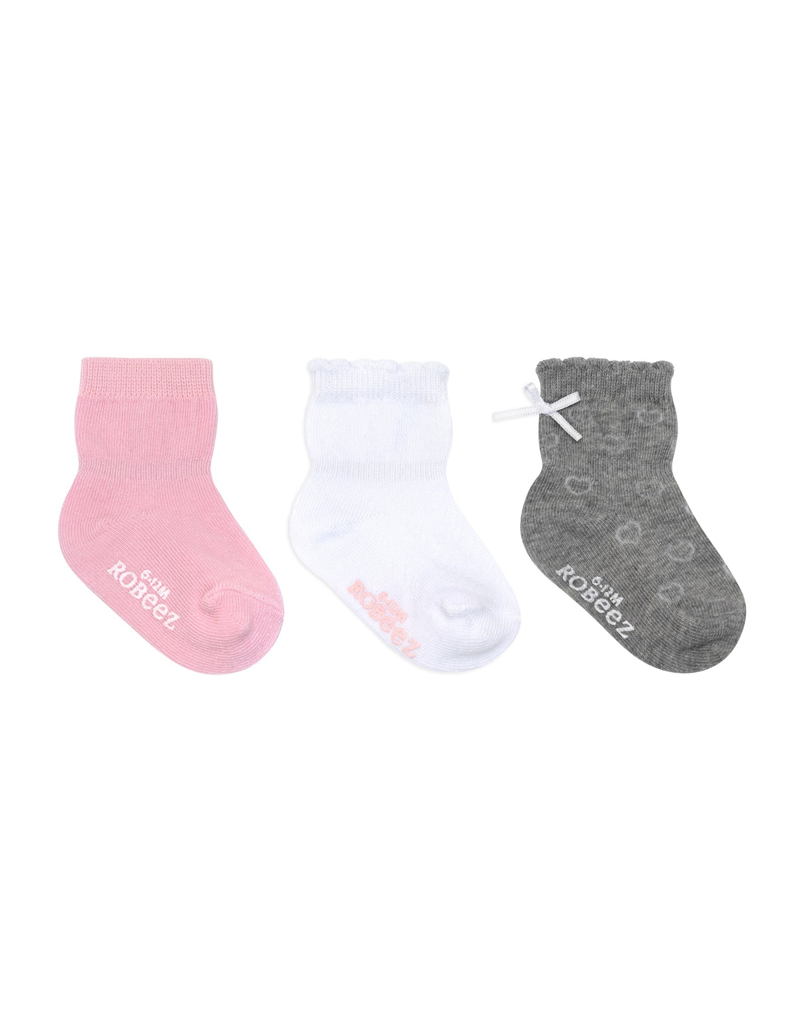 Robeez Girly Girl Basics Socks 3-Pack, flat laid