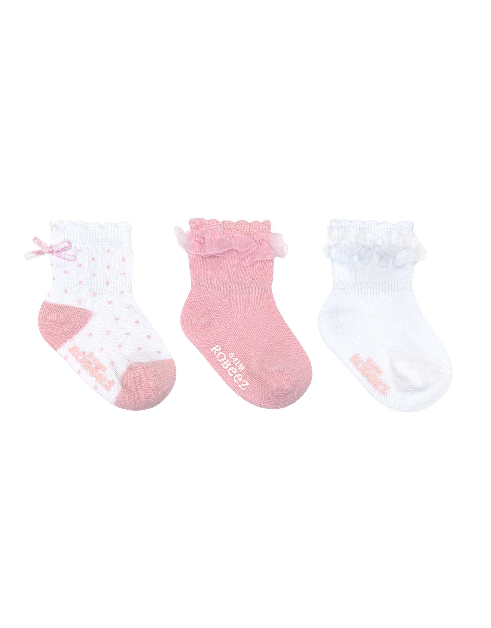 Baby Girl Socks 3-Pack Pink, flat laid