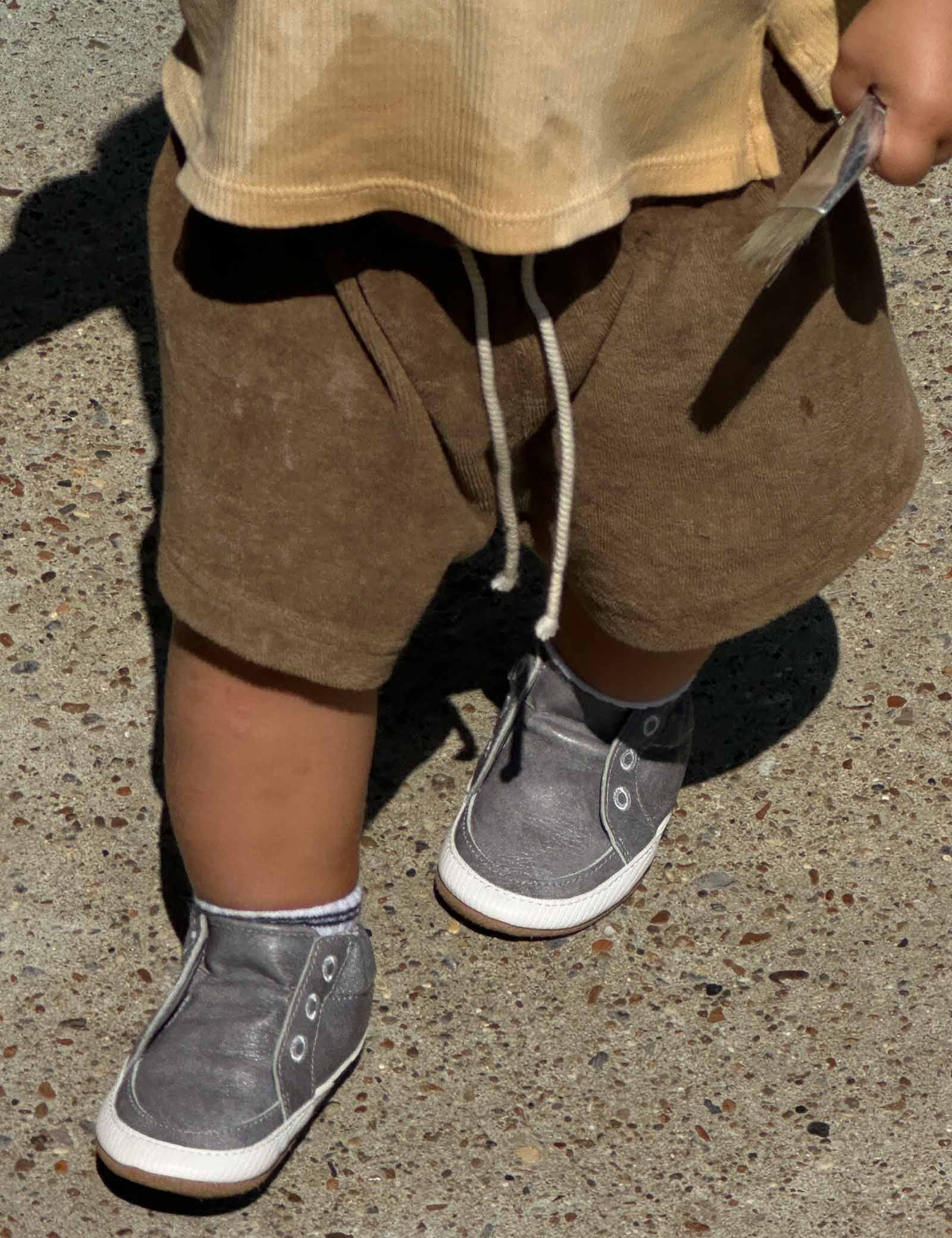 how it looks to wear Stylish Steve Soft Soles in Grey