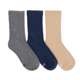 Ribbed Crew Socks 3-Pack Multi for Toddlers and Kids, flat laid