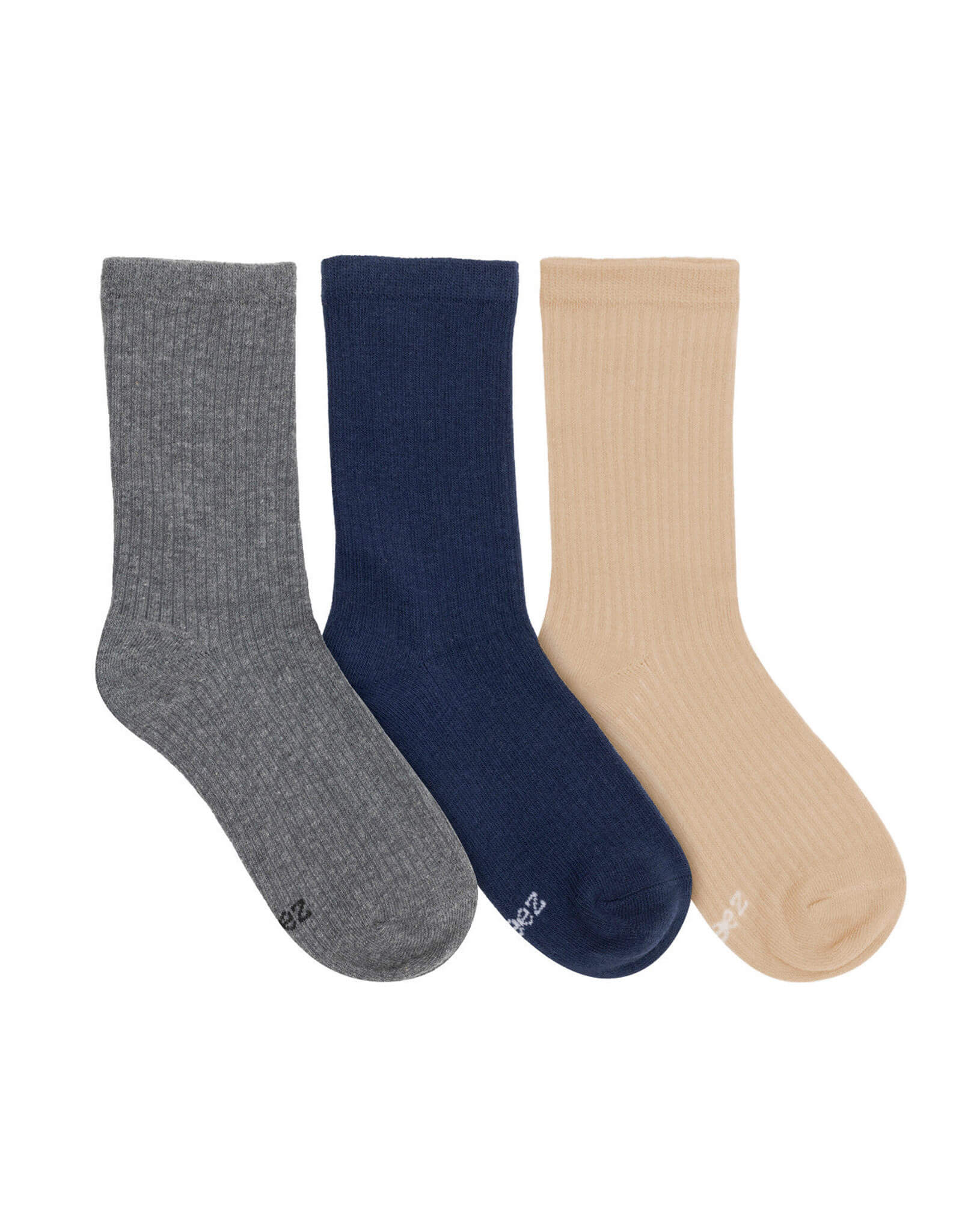 Ribbed Crew Socks 3-Pack Multi for Toddlers and Kids, flat laid