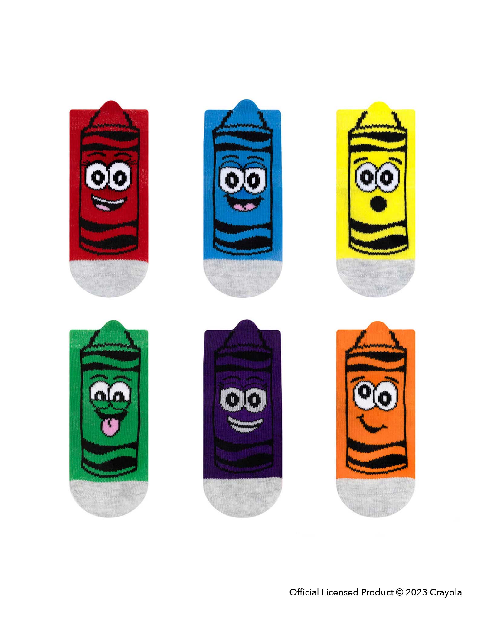Crayola® Silly Crayons 6-Pack Baby Socks, flat laid