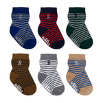 Regency Stripe 6-Pack Baby Socks, flat laid