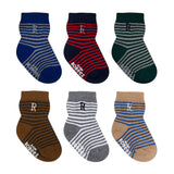Regency Stripe 6-Pack Baby Socks, flat laid