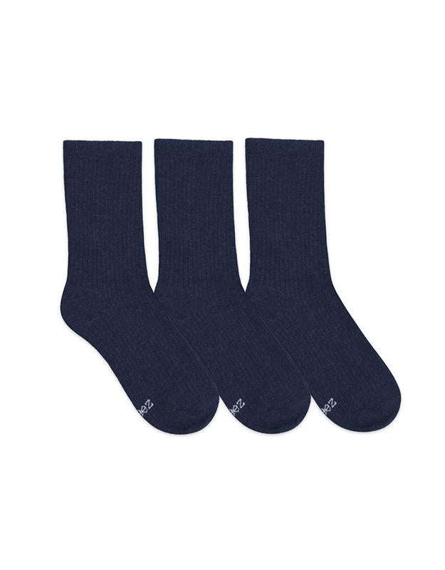 Maxwell 3-Pack Crew Socks in Navy for Toddlers and Kids, flat lay