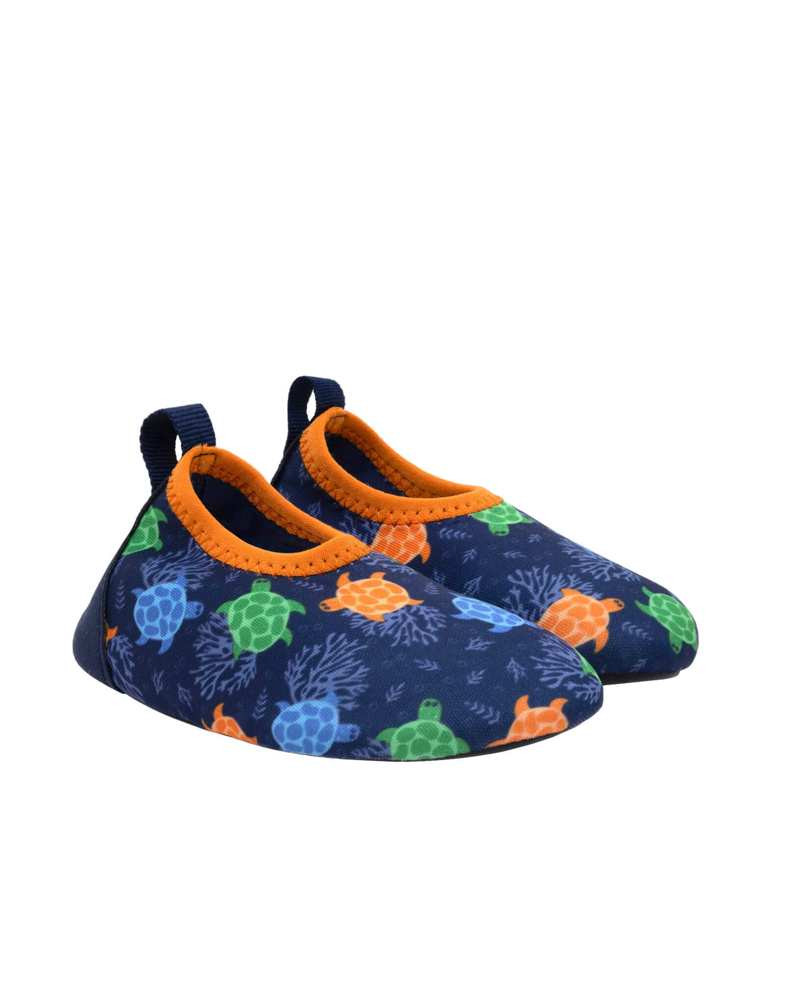 Sea Turtles Aqua Shoes in Navy, perspective view