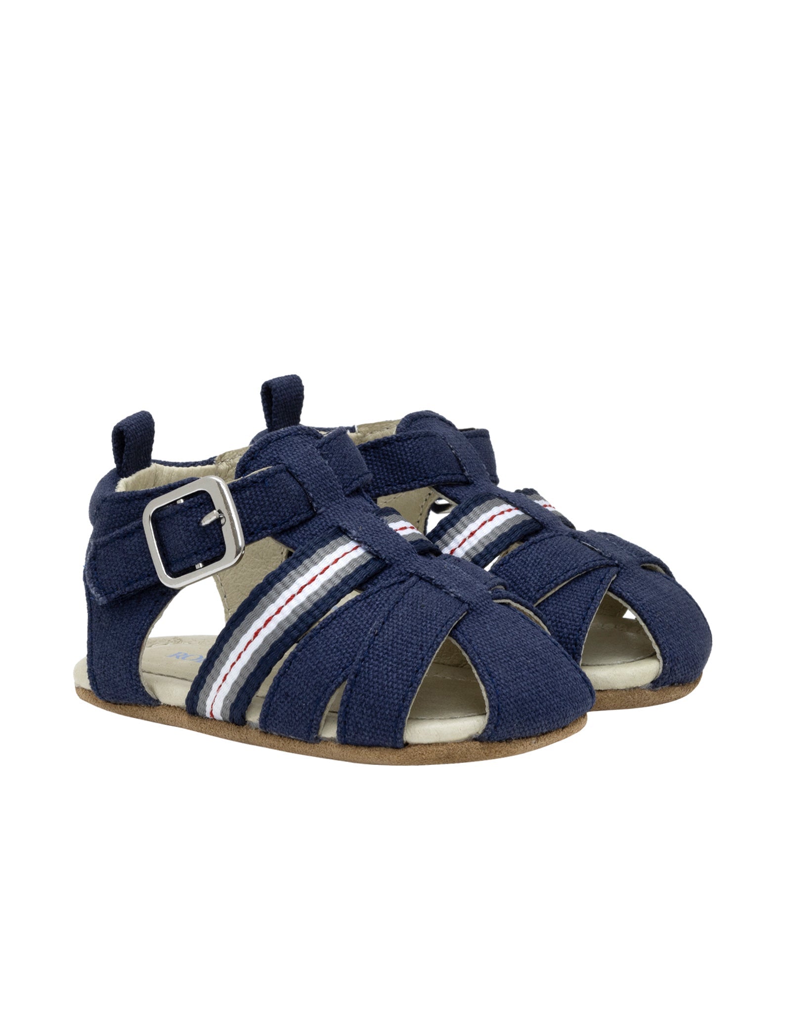 Stuart First Kicks Sandals in Navy, perspective view
