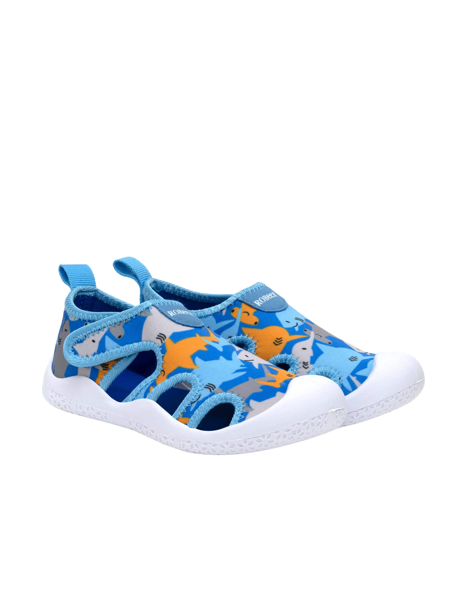 Shark Time Water Shoes in Med Blue, perspective view