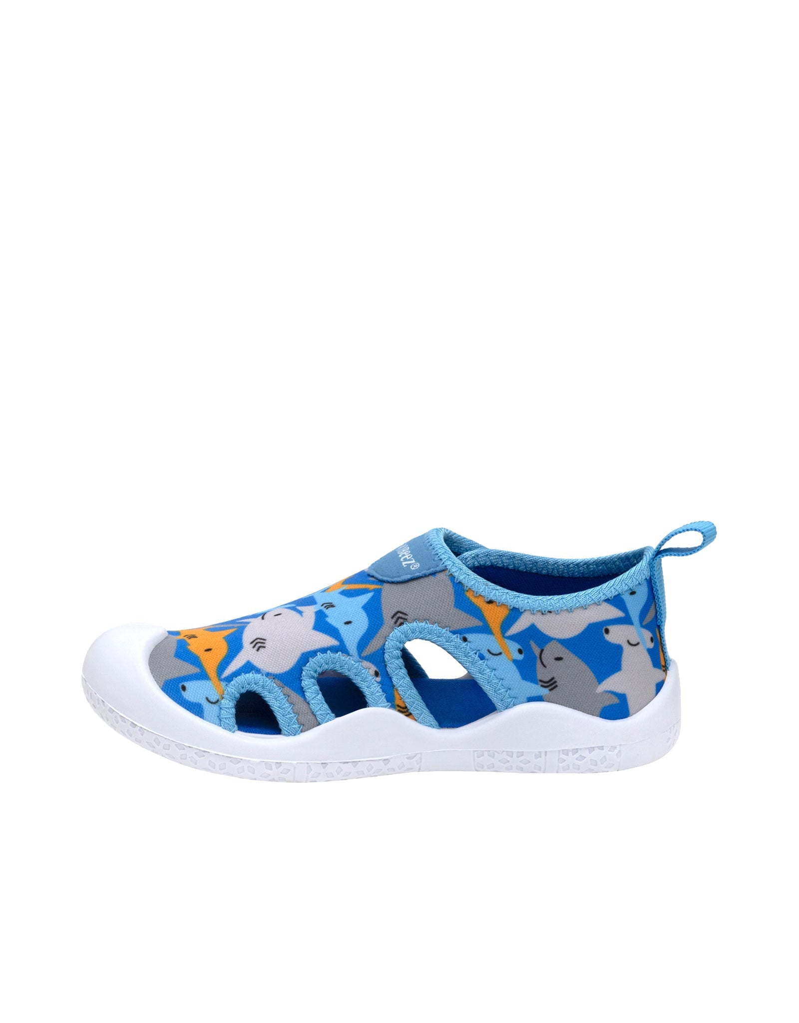 Shark Time Water Shoes in Med Blue, side view