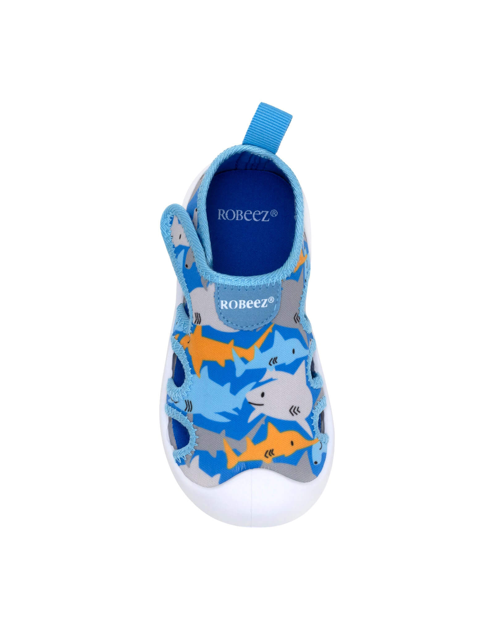 Shark Time Water Shoes in Med Blue, bottom view