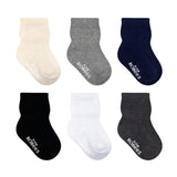 Boys Essentials 6-Pack Baby Socks, flat laid