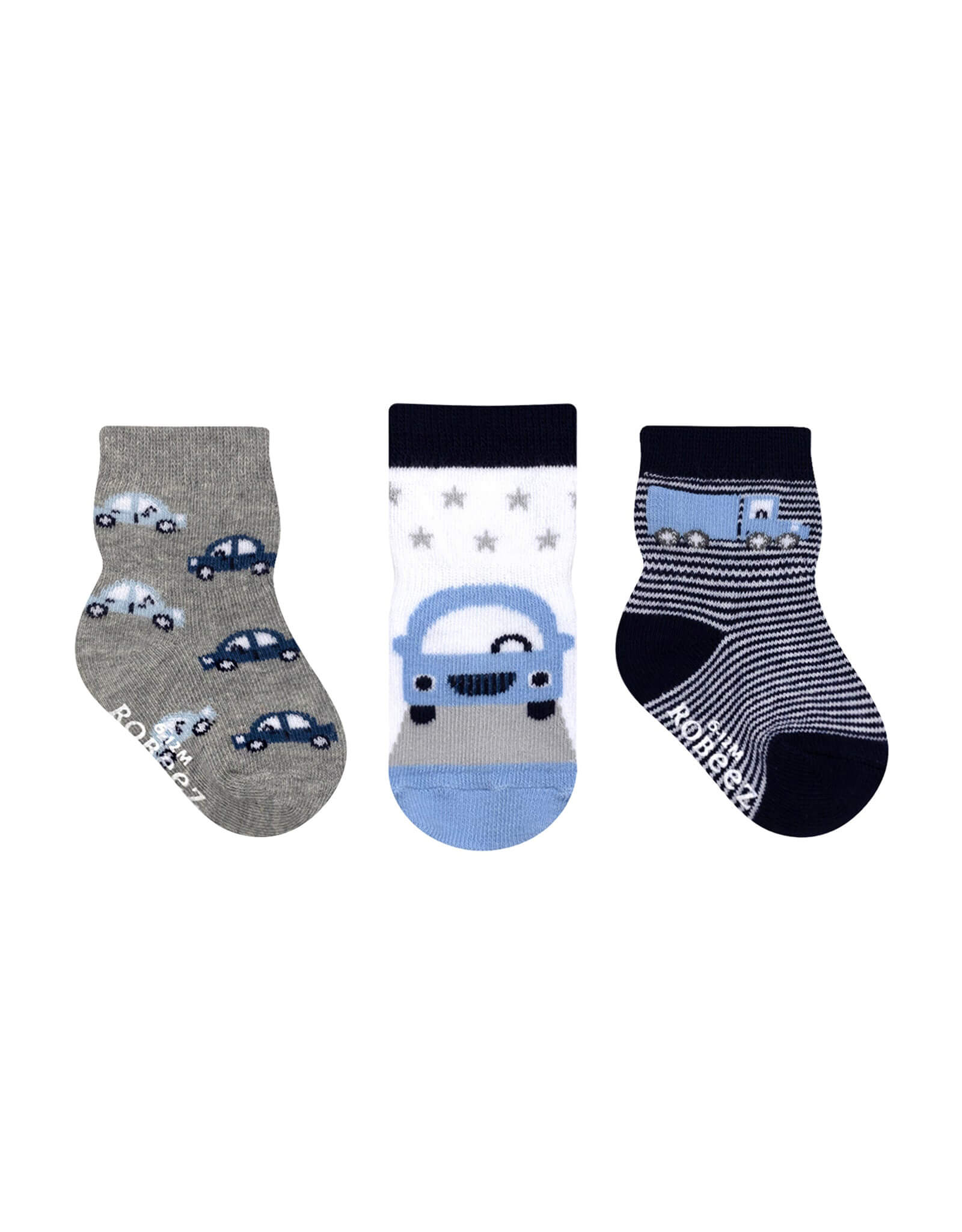 Bumper To Bumper 3-Pack Baby Socks, flat laid