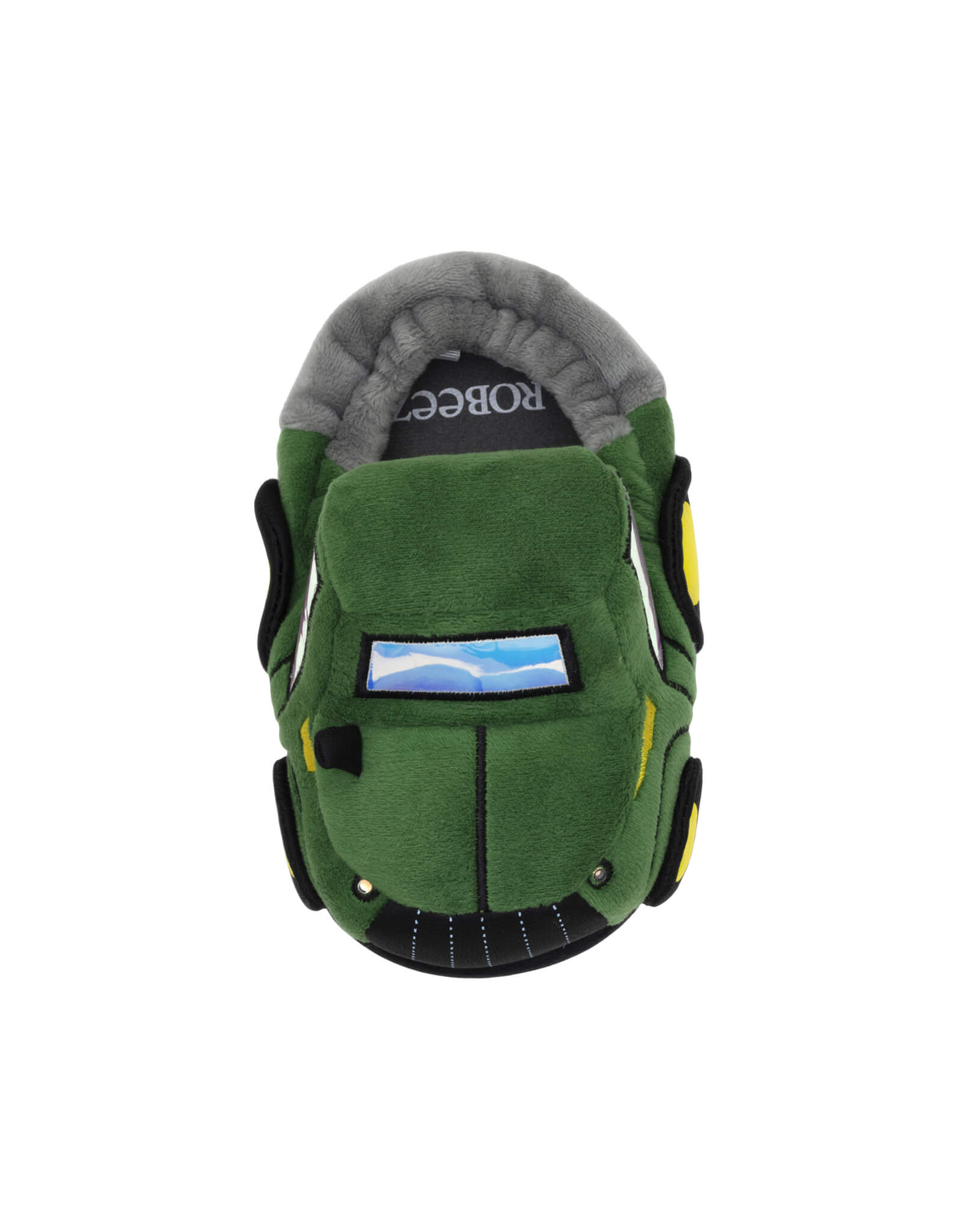 Tractor Light-up Slippers in Green, top view