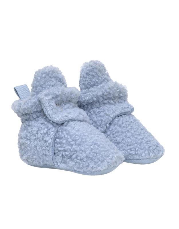 Sherpa Snap Booties in Light Blue, perspective view