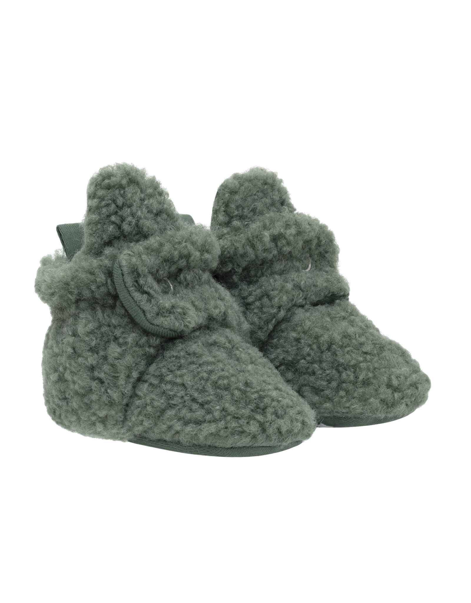 Sherpa Snap Booties in Olive, perspective view