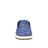 I Love Trucks Soft Soles in Medium Blue, front view