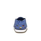 I Love Trucks Soft Soles in Medium Blue, back view