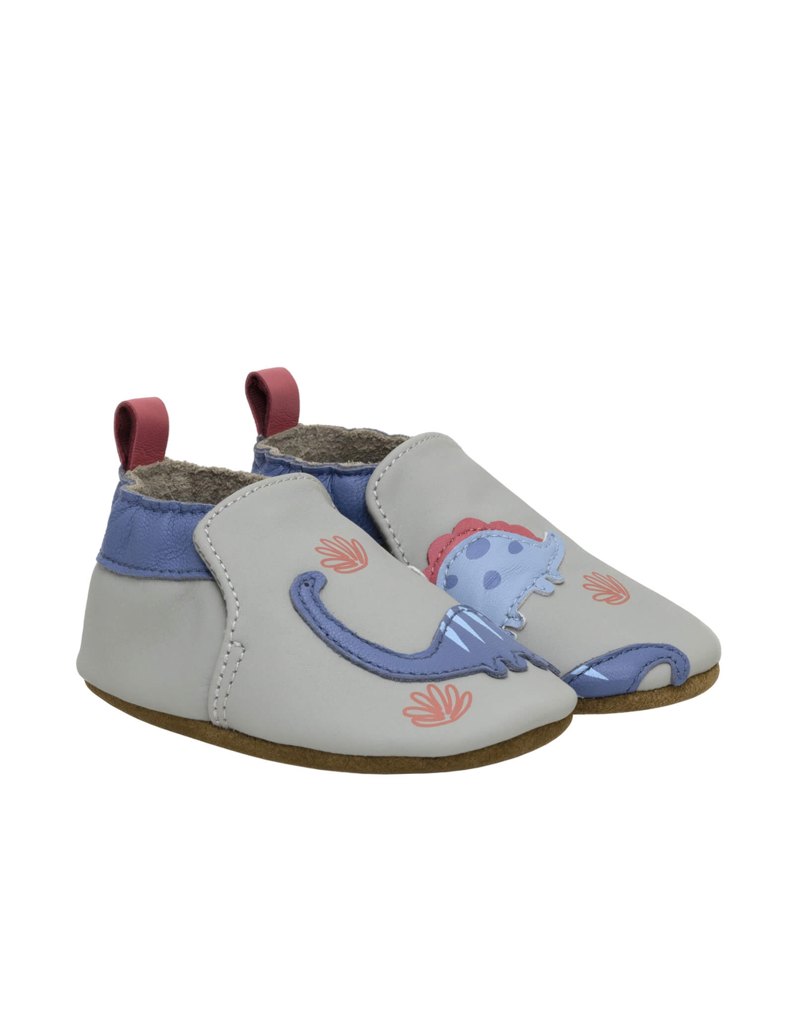 Dino Pals Soft Soles in Grey, perspective view