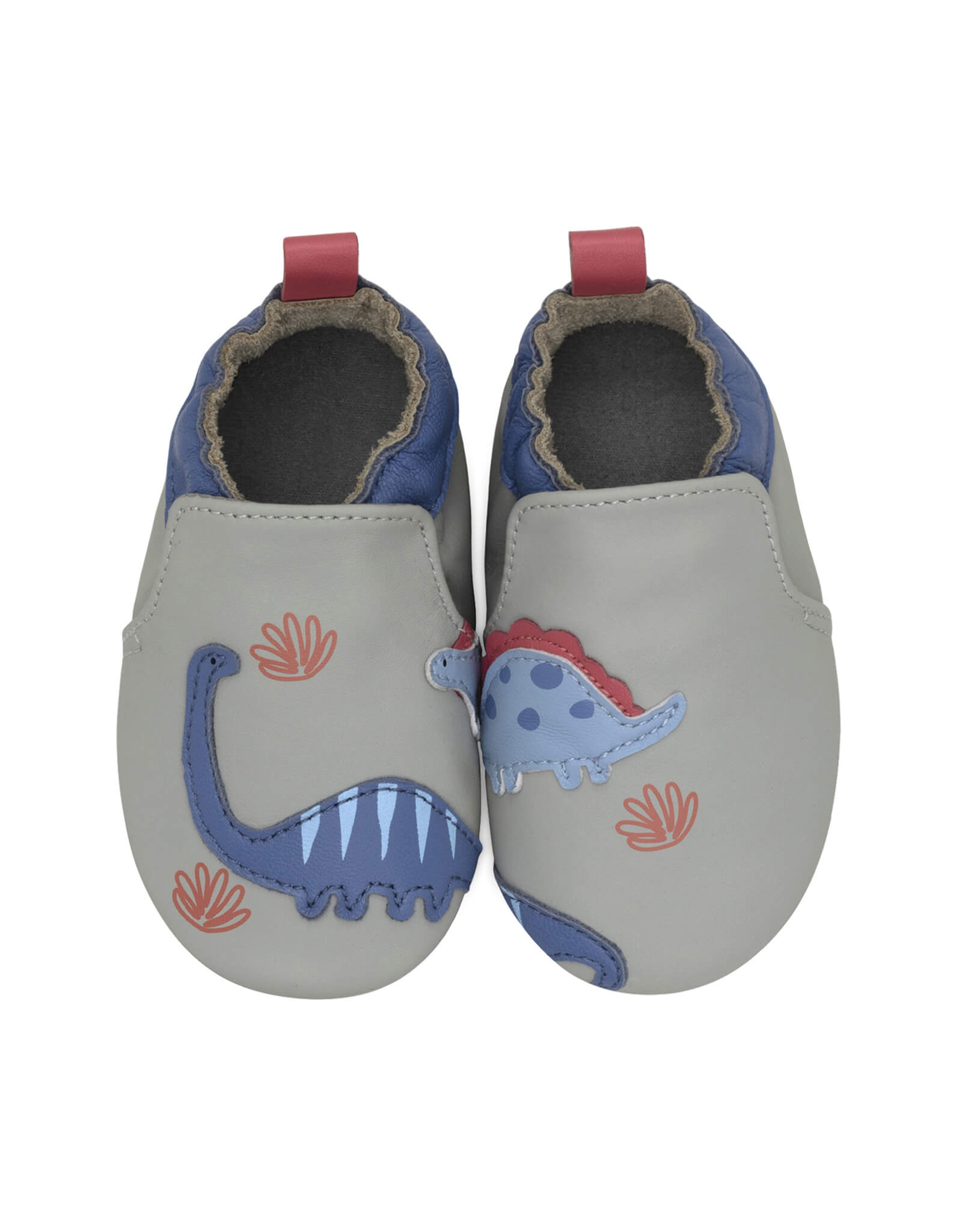 Dino Pals Soft Soles in Grey, top view