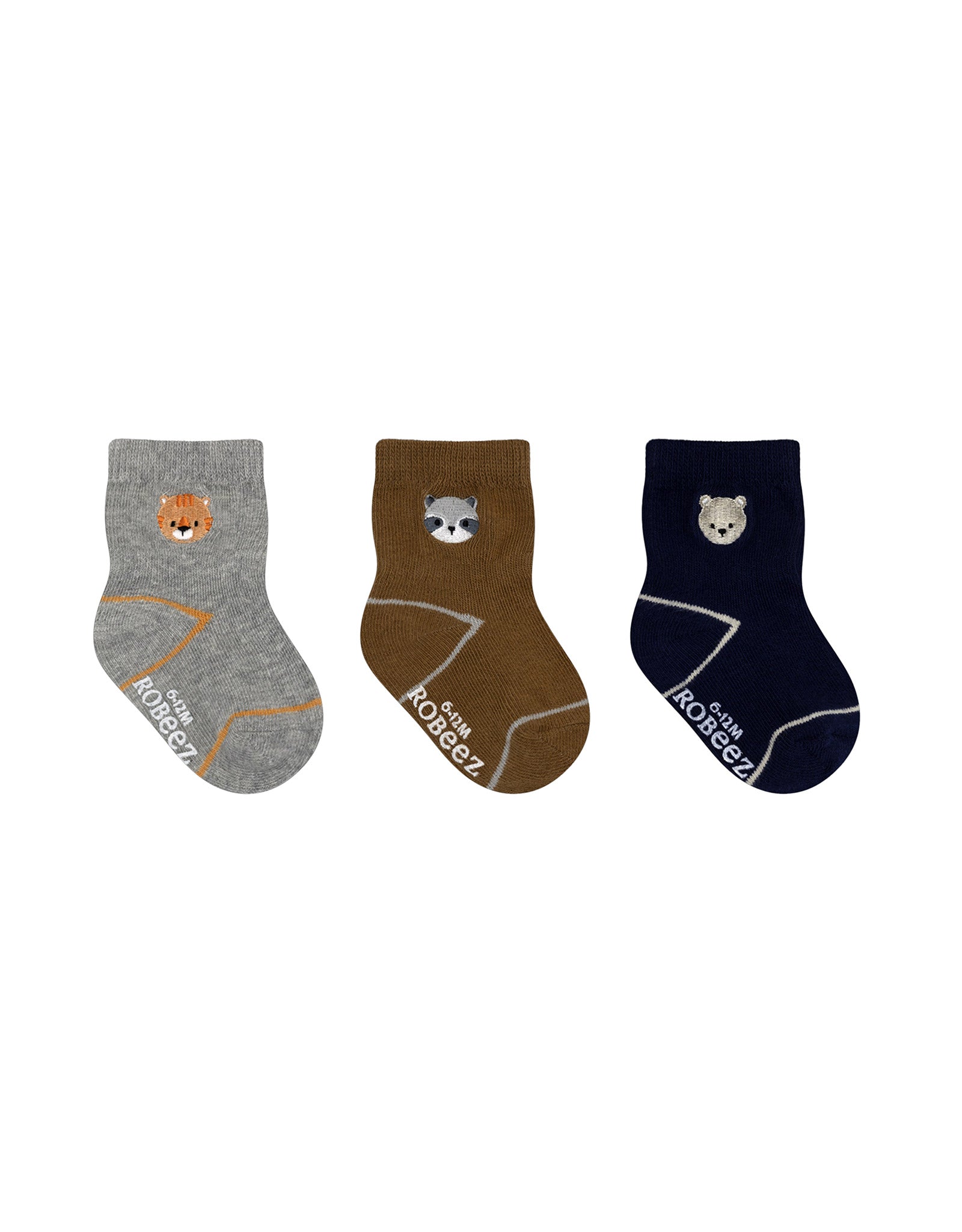 Wild Critters 3-Pack Baby Socks in Neutral, flat lay