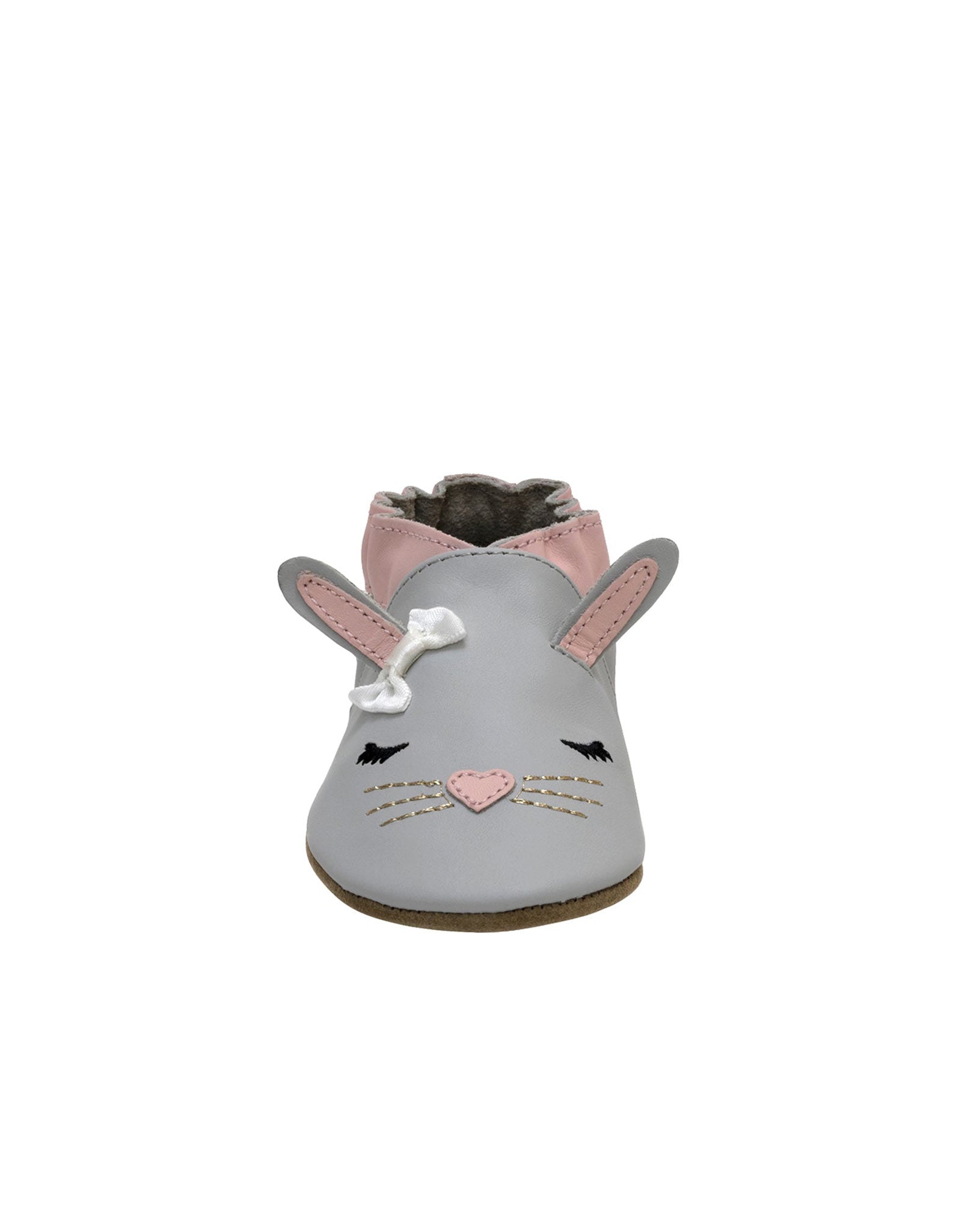 Heart Bunny Soft Soles Grey, front view
