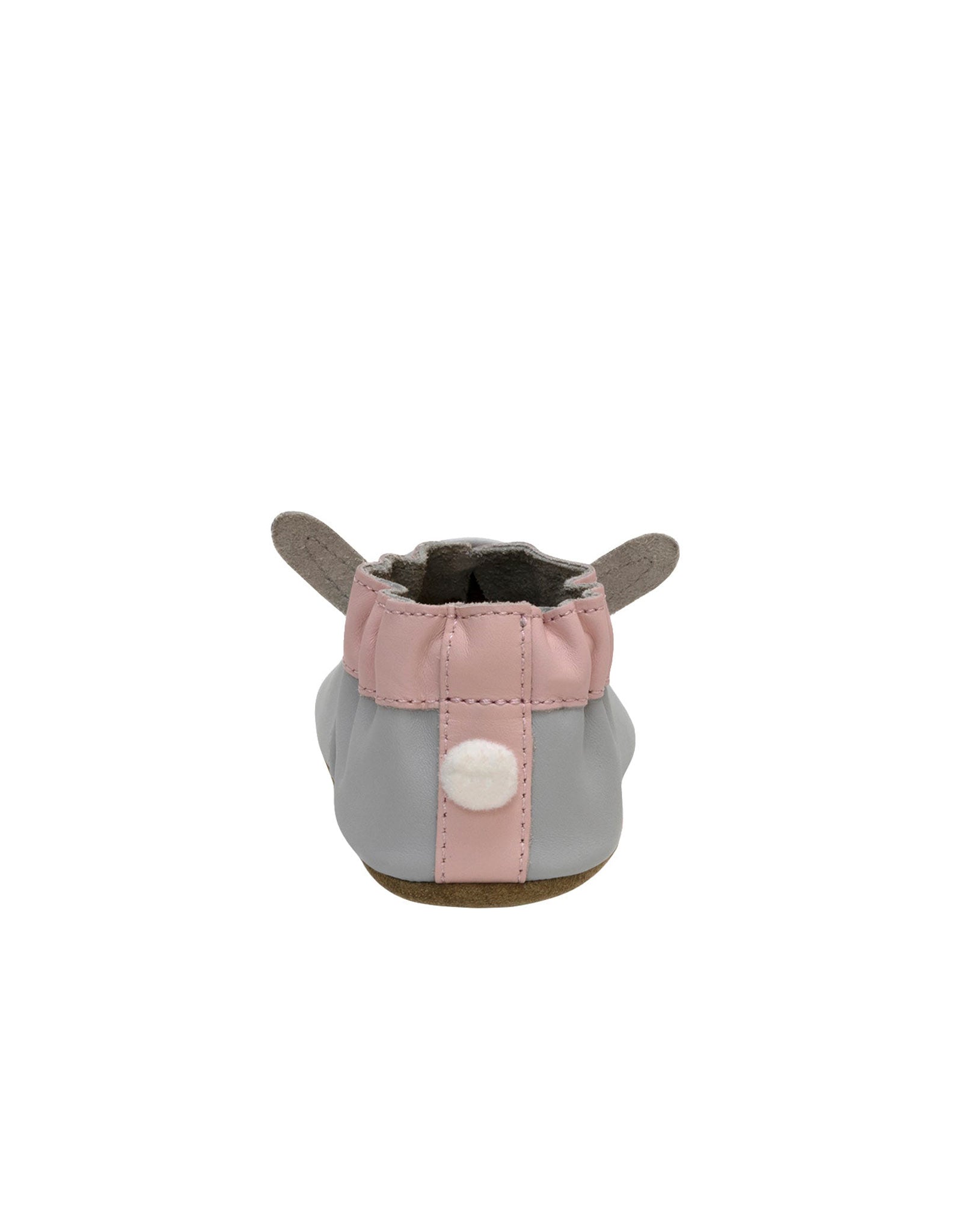 Heart Bunny Soft Soles Grey, back view