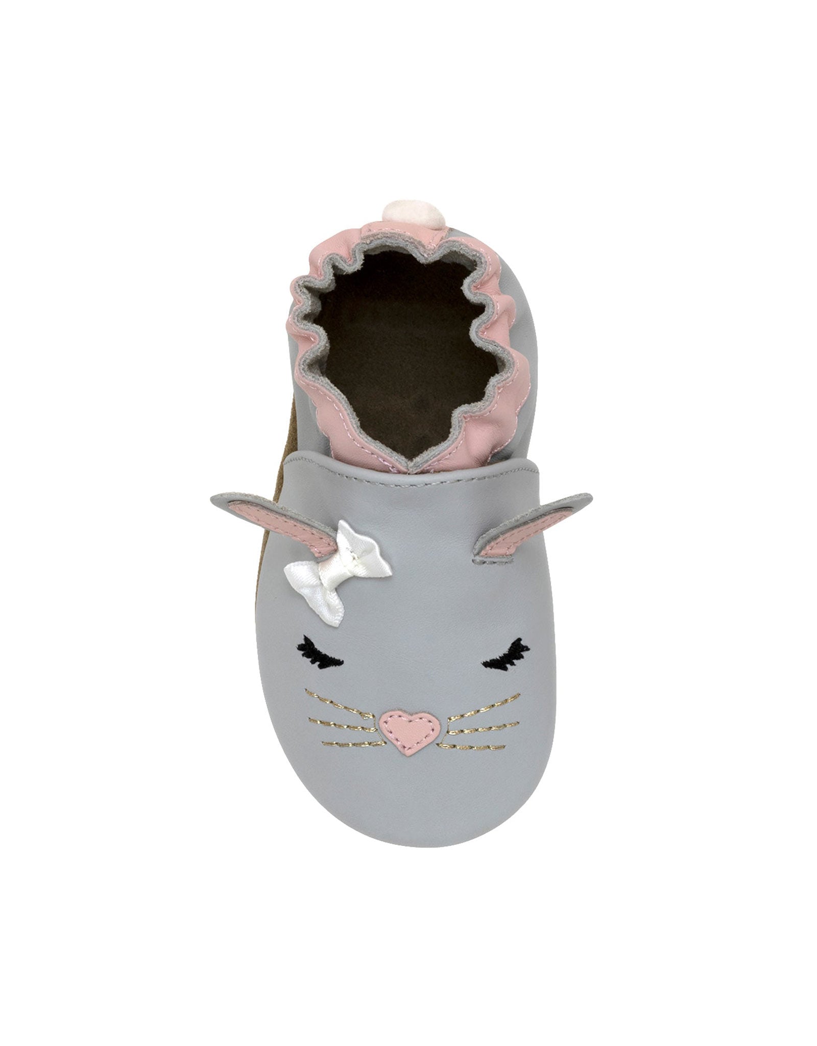 Heart Bunny Soft Soles Grey, top view