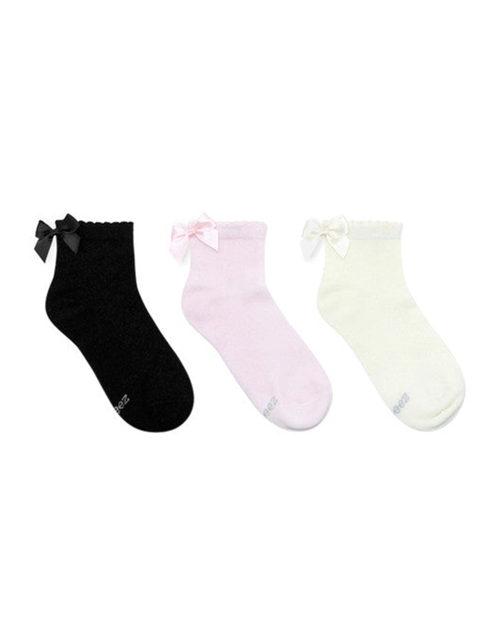 Pointelle Anklets 3-Pack Socks Multicolor for Toddlers and Kids, flat laid