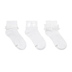 Classic Cuffed 3-Pack Socks White for Toddlers and Kids, flat laid