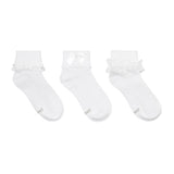 Classic Cuffed 3-Pack Socks White for Toddlers and Kids, flat laid