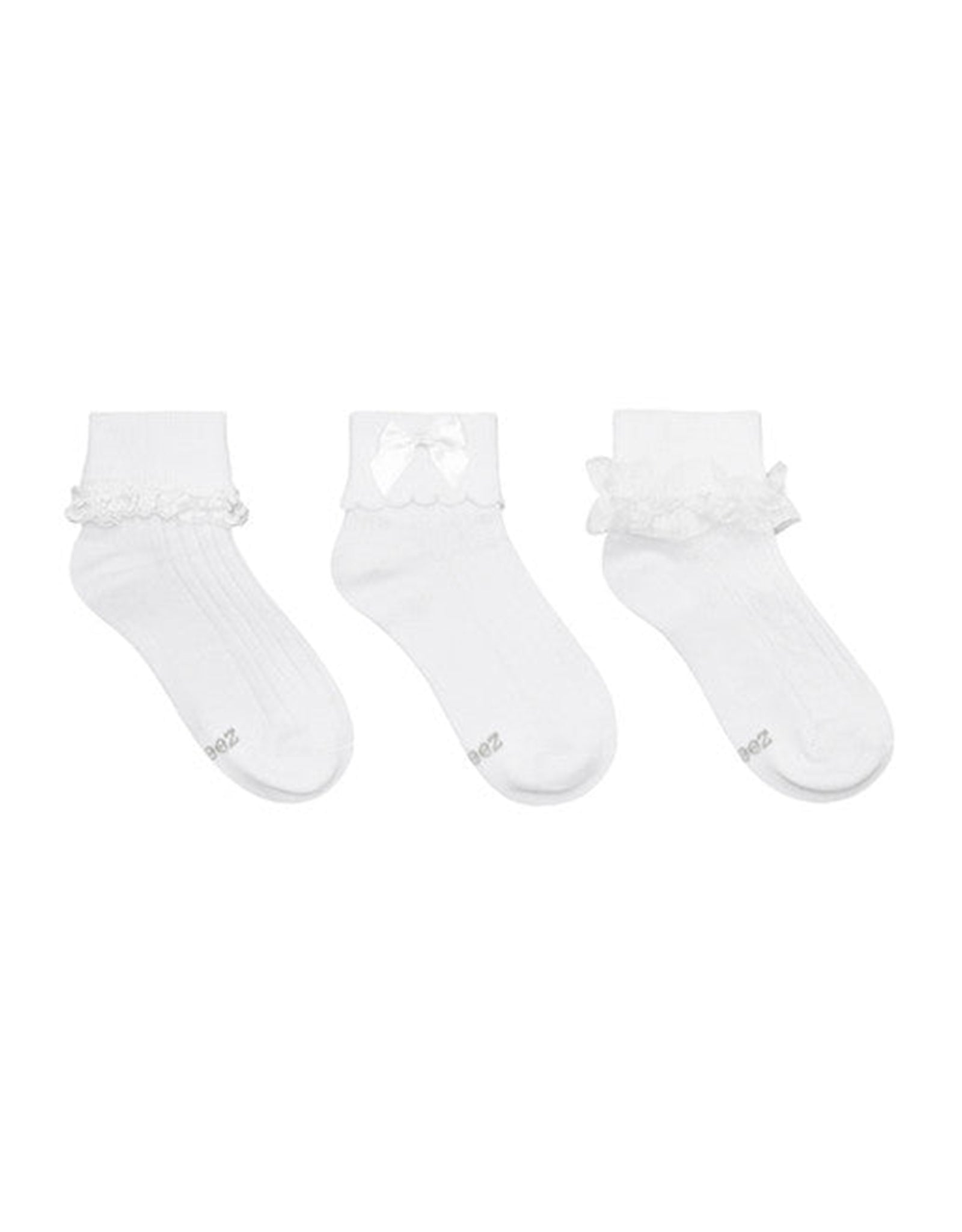 Classic Cuffed 3-Pack Socks White for Toddlers and Kids, flat laid