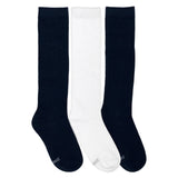 3-Pack Solid Knee Highs Socks Navy for Toddlers and Kids, flat laid