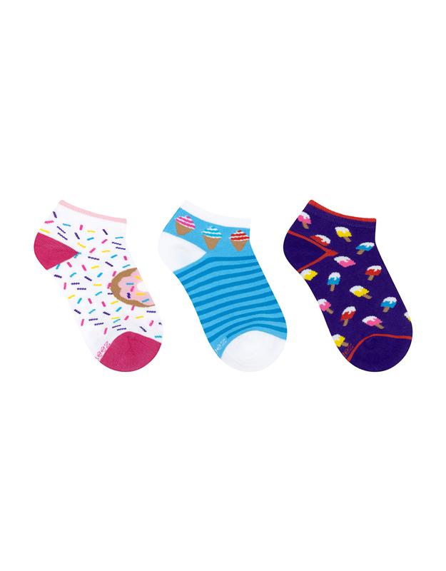 Jennie's Treats 3-Pack Quarter Socks for Toddlers and Kids, flat lay