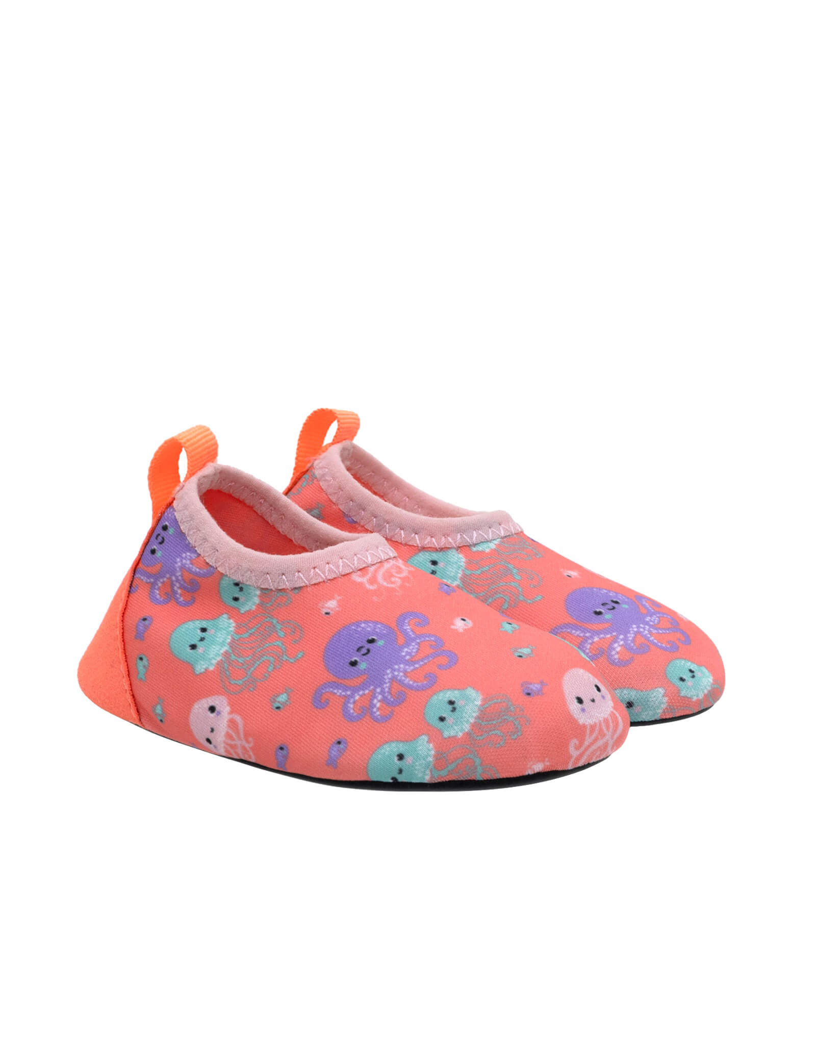 Jelly Fish Aqua Shoes in Coral, perspective view