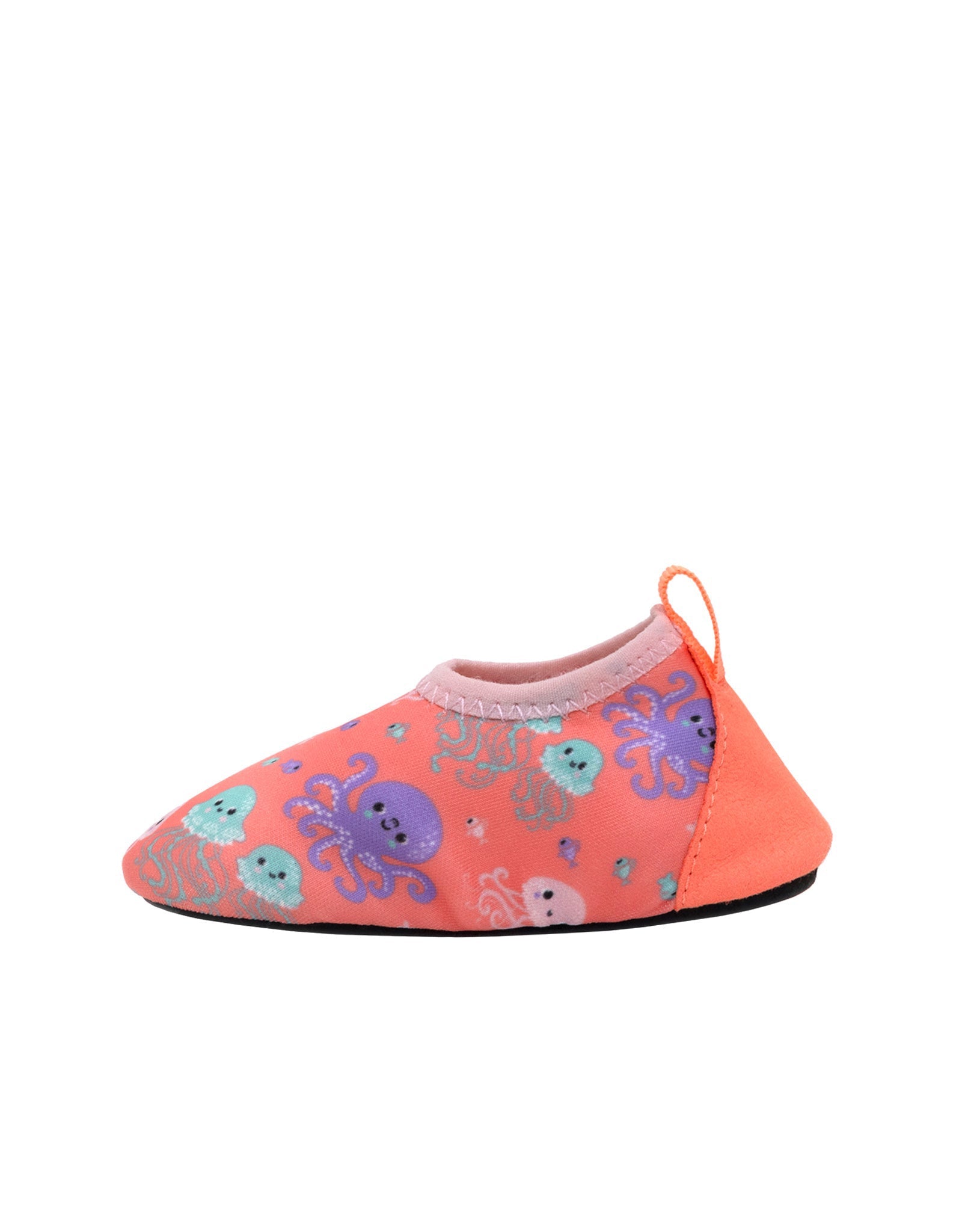 Jelly Fish Aqua Shoes in Coral, side view