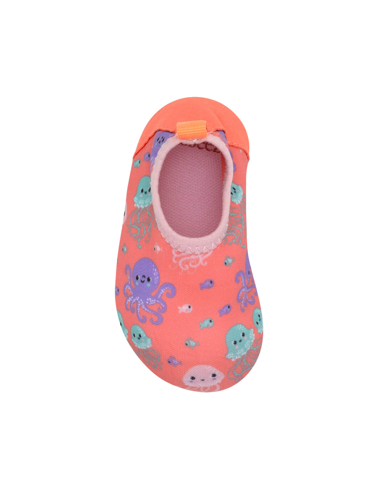 Jelly Fish Aqua Shoes in Coral, top view