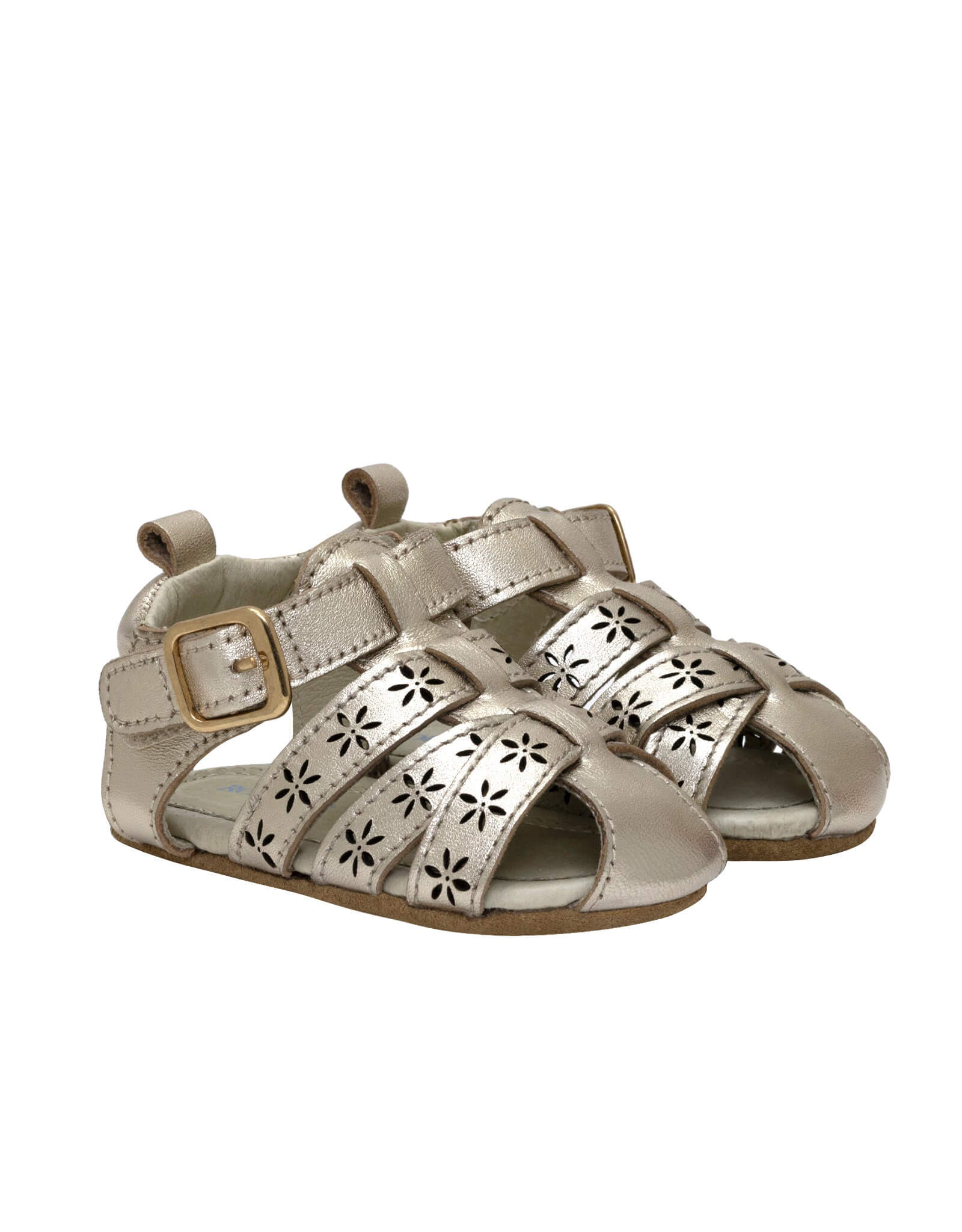 Fleur First Kicks Sandals in Gold, perspective view