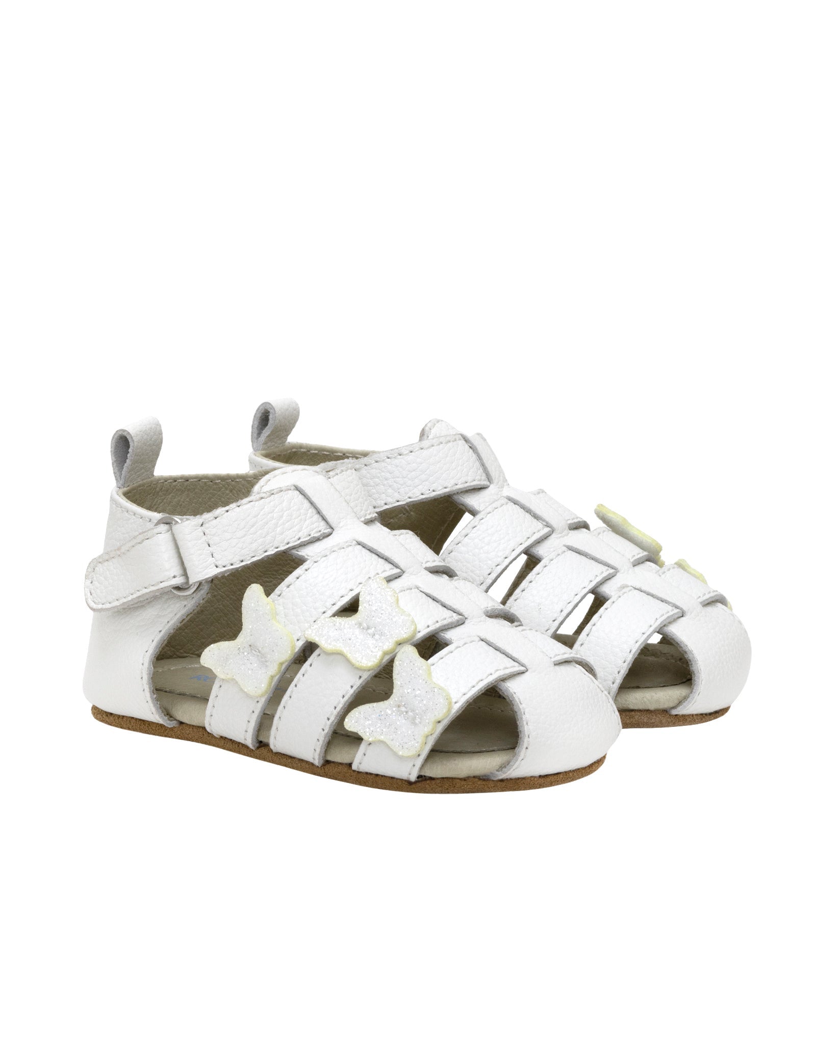 Mariposa First Kicks Sandals in White, perspective view