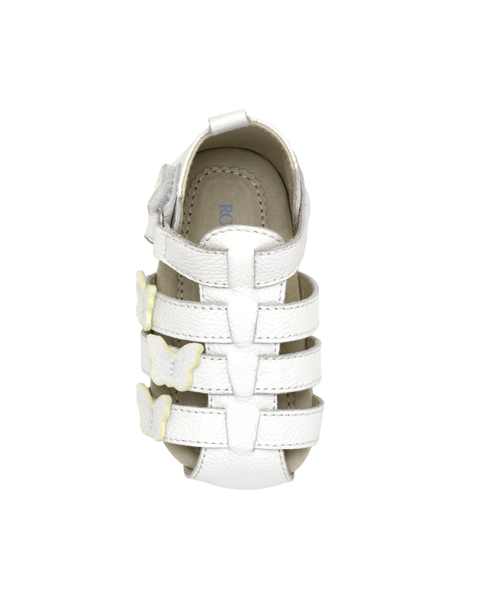 Mariposa First Kicks Sandals in White, bottom view