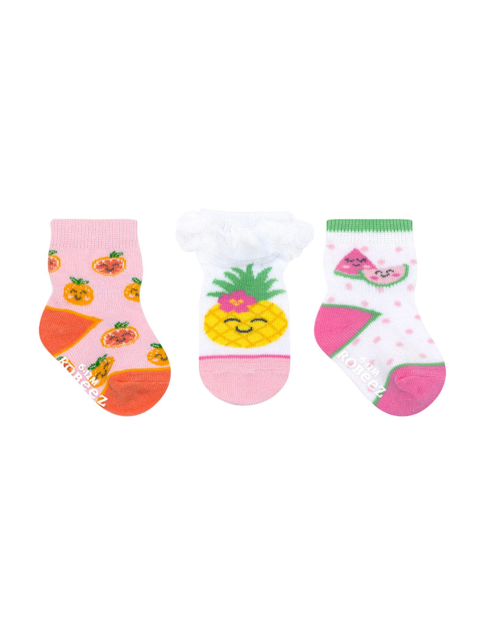 Fruit Mania 3-Pack Baby Socks, flat laid