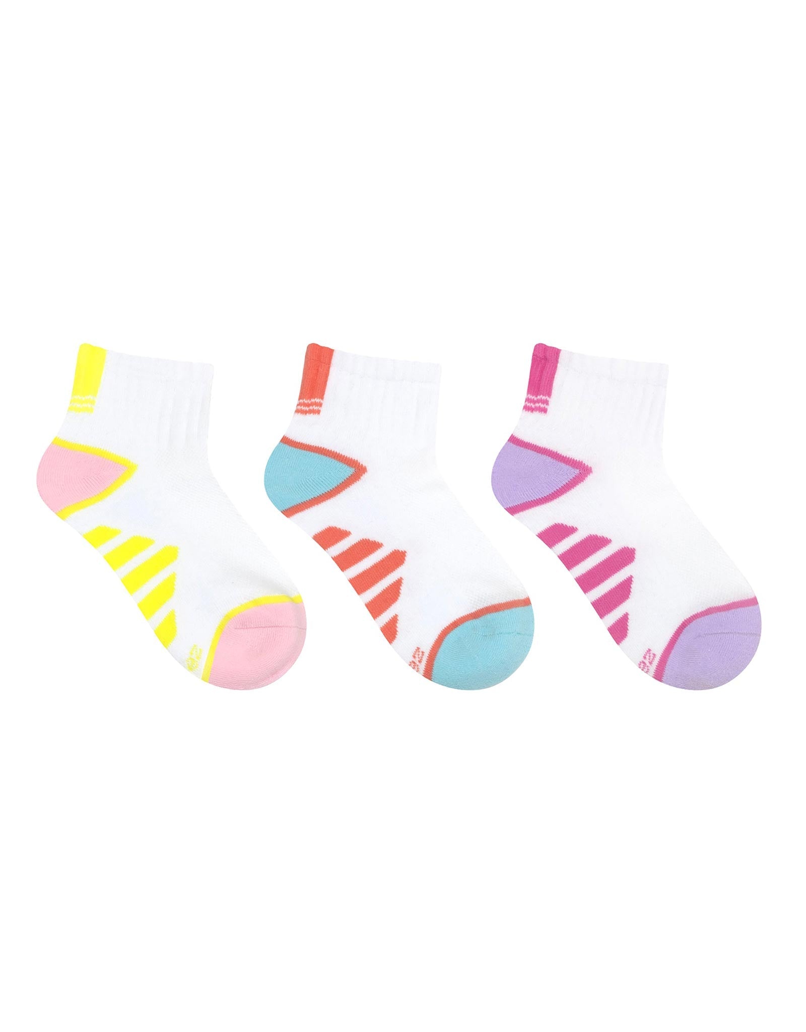 Sue Athletic 3-Pack Quarter Socks for Toddlers and Kids, flat laid