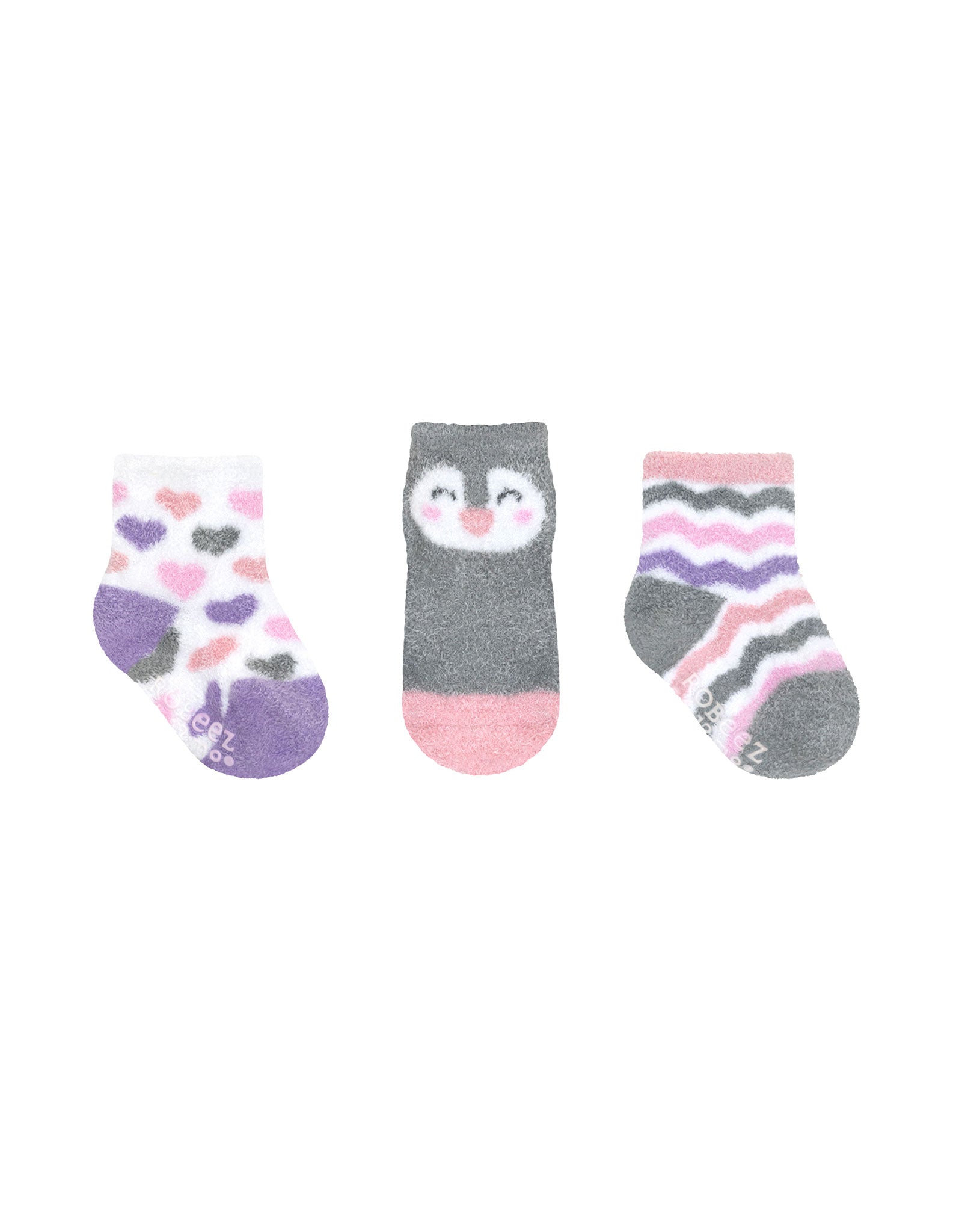 Little Penguin 3-Pack Baby Socks in Grey, flat laid