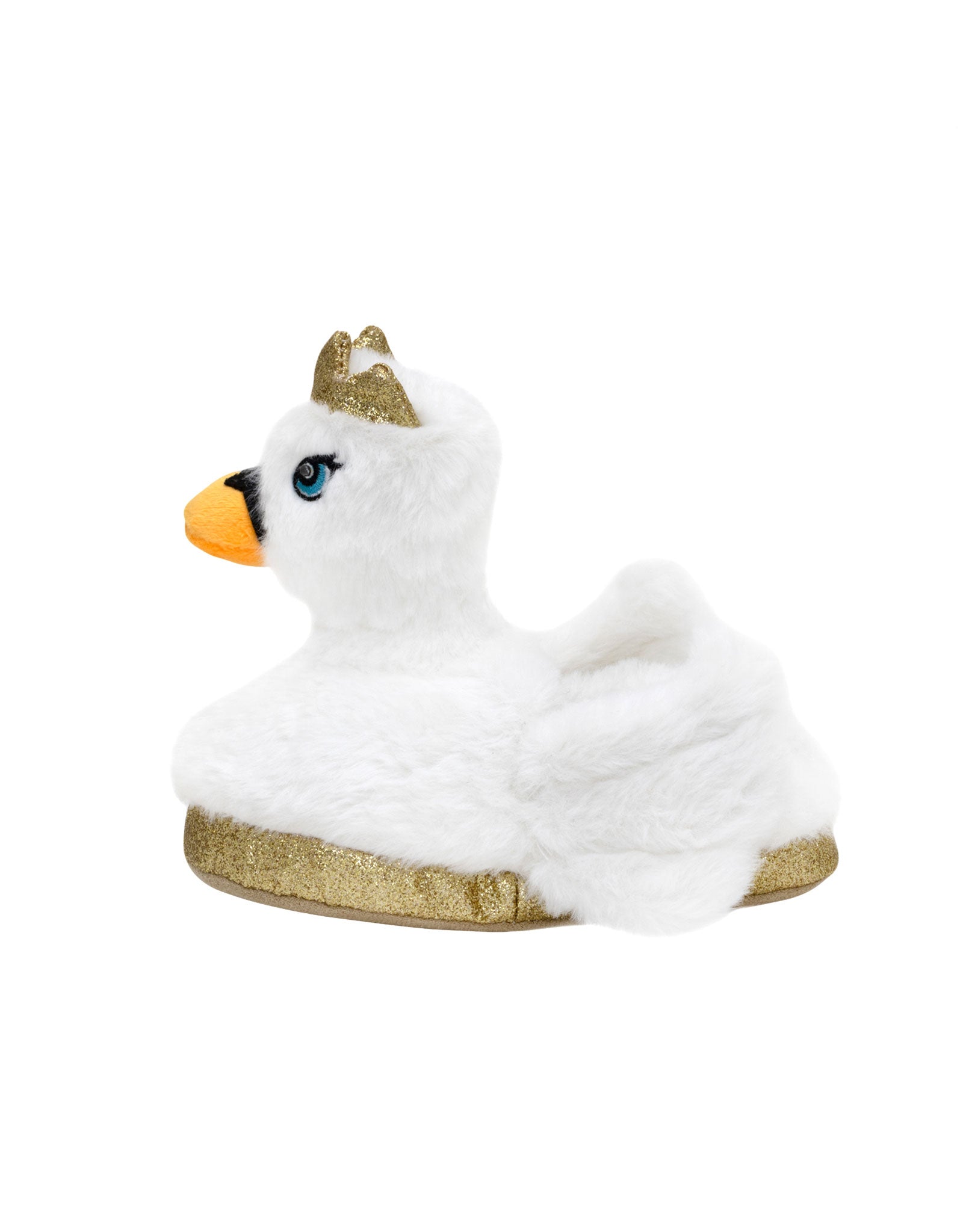Swan Princess Light-up Slippers in White, side view