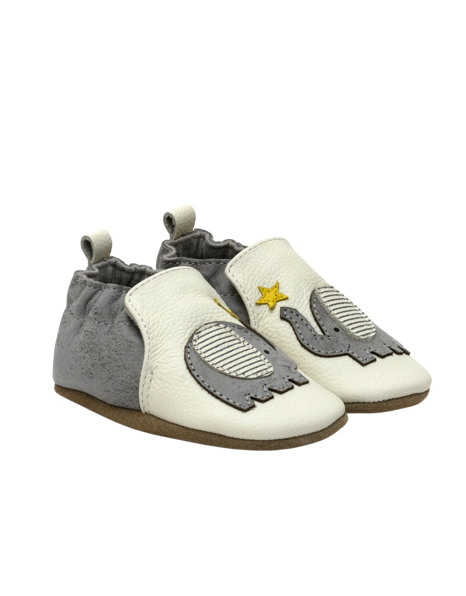 Elephant Stars Soft Soles in Ivory, perspective view