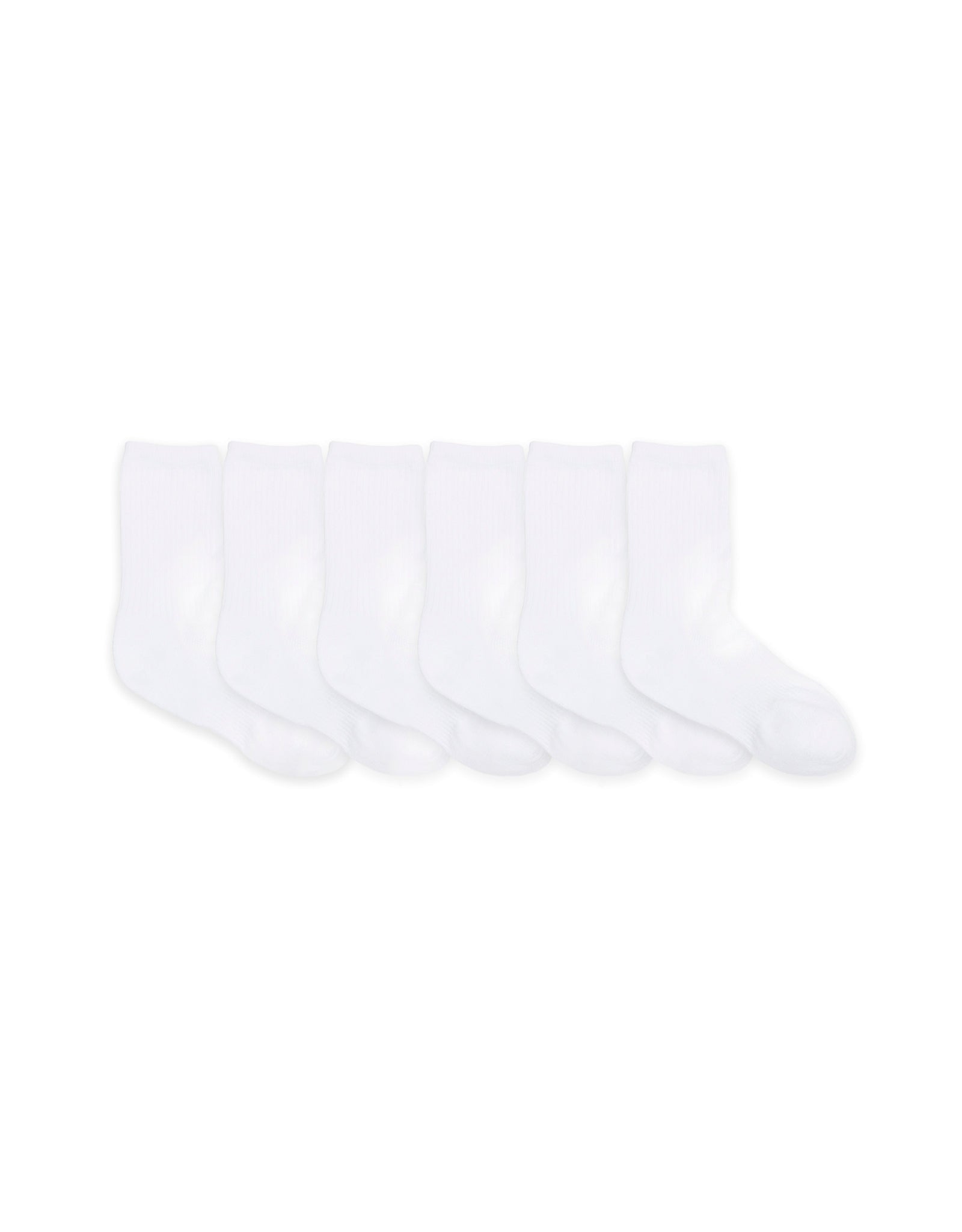 Solid Crew 6-Pack  Socks White for Toddlers and Kids, flat laid