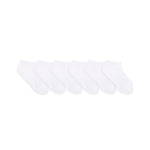 Solid No Show 6-Pack Socks White for Toddlers and Kids, flat laid