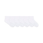 Solid Quarter 6-Pack Socks White for Toddlers and Kids, flat laid