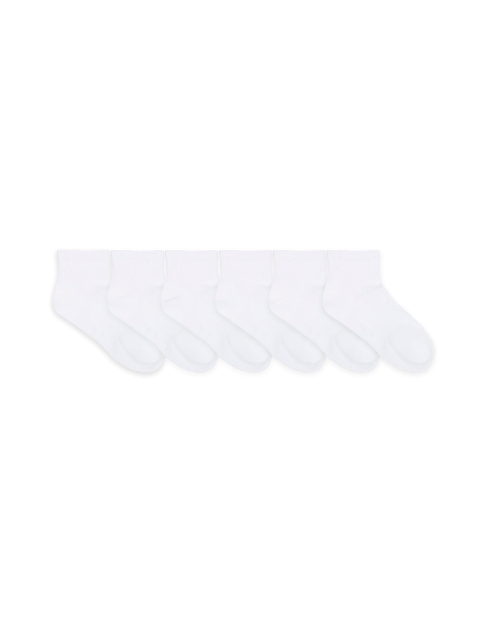 Solid Quarter 6-Pack Socks White for Toddlers and Kids, flat laid