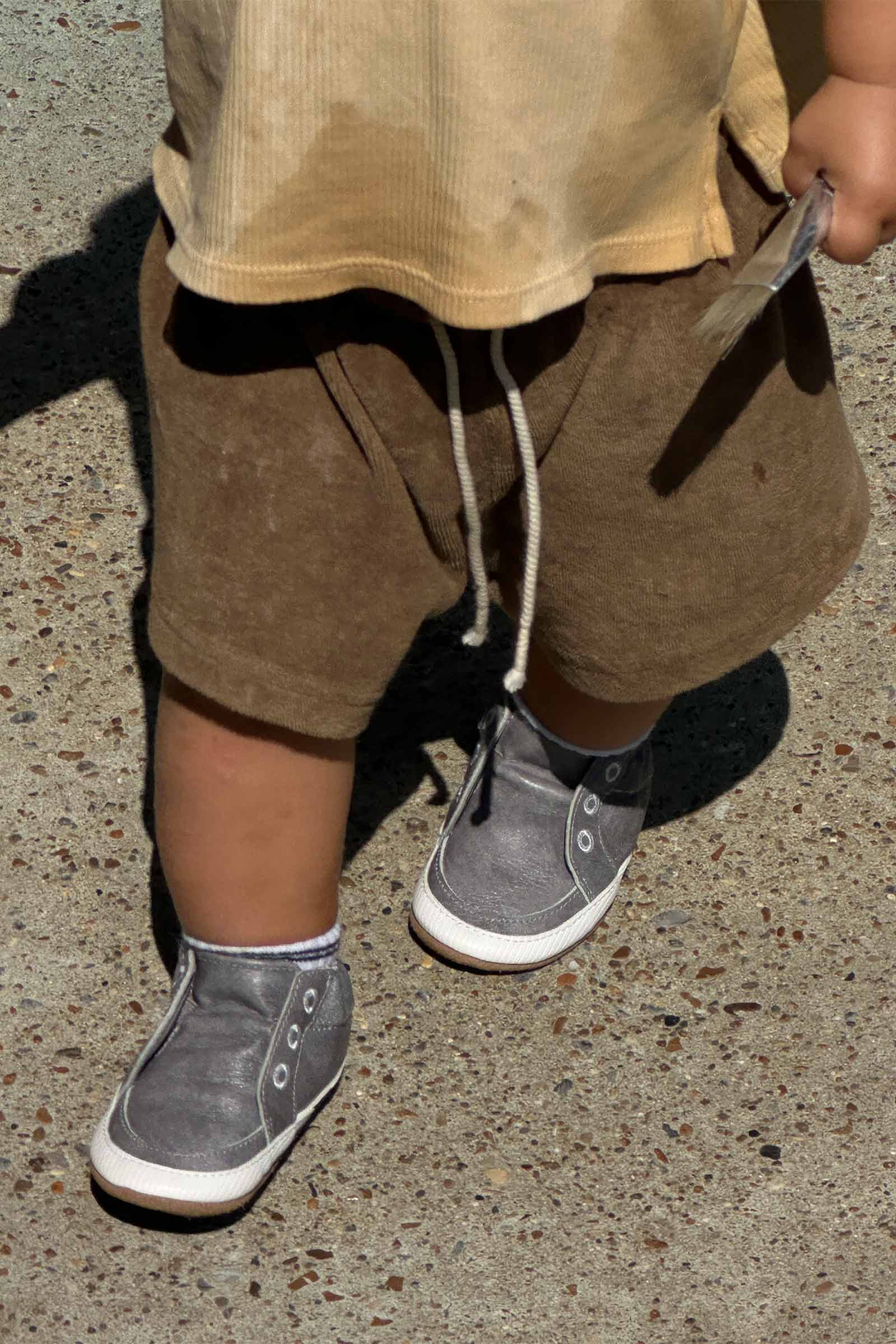 how it looks to wear Stylish Steve Soft Soles in Grey