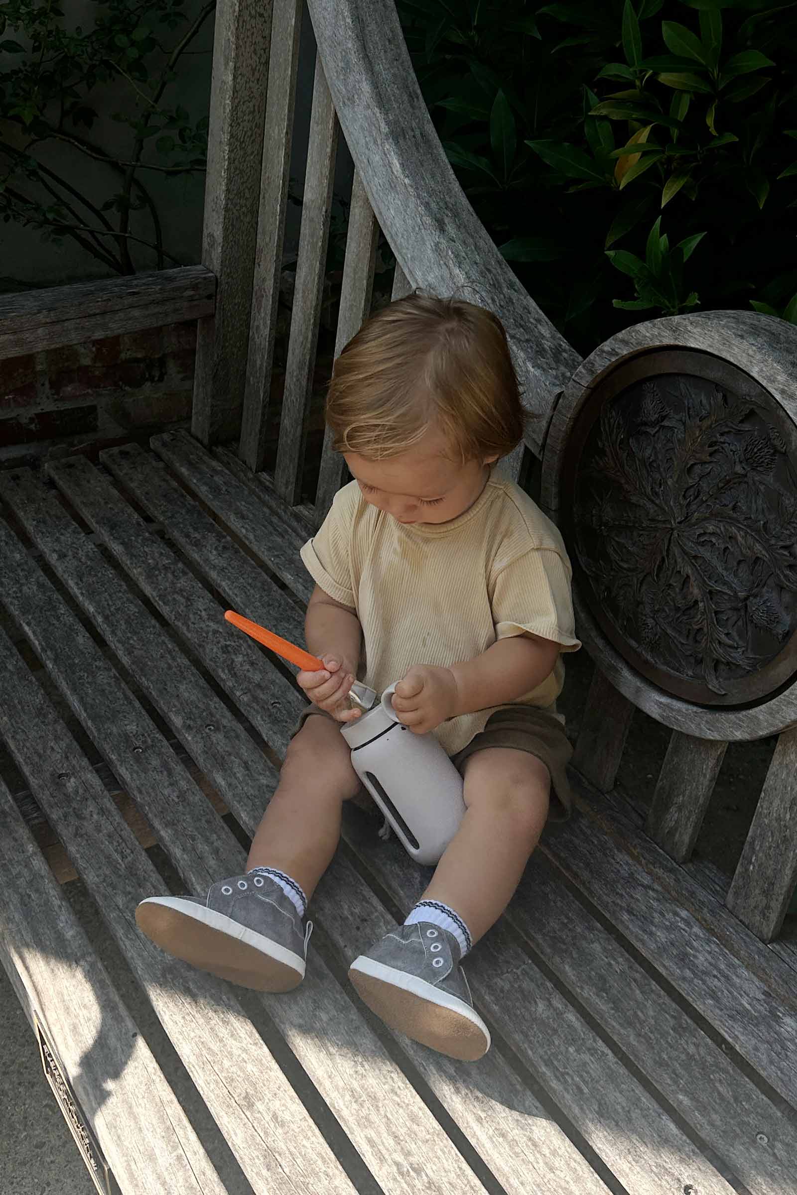 baby boy wearing Stylish Steve Soft Soles in Grey